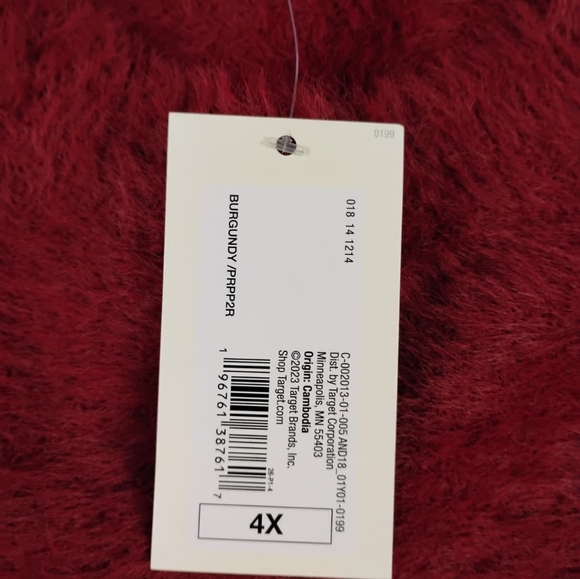 NWT A New Day Soft Cozy Fuzzy Top In Burgundy Size 4X - Picture 6 of 7